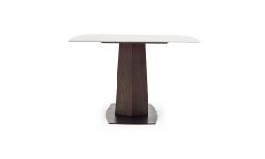 Mesa Comedor Nápoles Cerámica 8 Puestos de la marca Aristas vista lateral. Un diseño elegante con una superficie rectangular en cerámica de acabado liso, sostenida por una base robusta en madera.