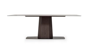 Mesa Comedor Nápoles Cerámica 8 Puestos de la marca Aristas vista de frente. Un diseño elegante con una superficie rectangular en cerámica Blanca, de acabado liso.