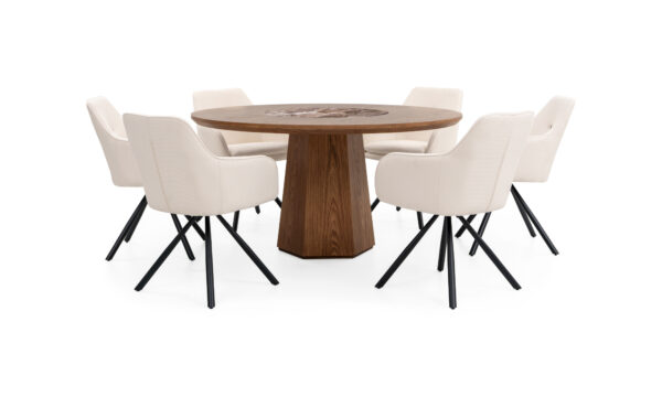 Mesa Comedor Milano Plato Giratorio Sinterizado + 6 Sillas Torii Imp