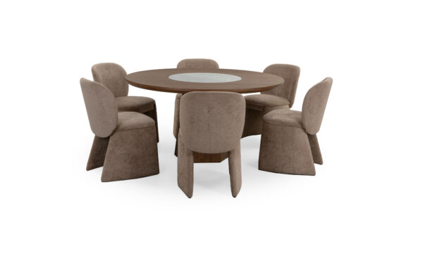 Mesa Comedor Milano Plato Giratorio Sinterizado + 6 Sillas Loai