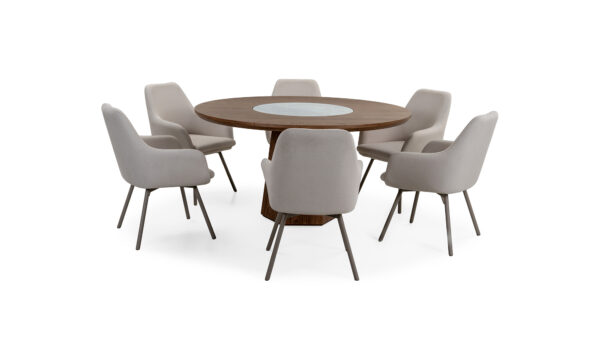 Mesa comedor Milano Plato Giratorio + 6  Sillas Turin
