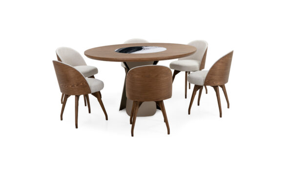 Mesa Comedor Bilbao Giratorio + 6 Sillas Eros Tap