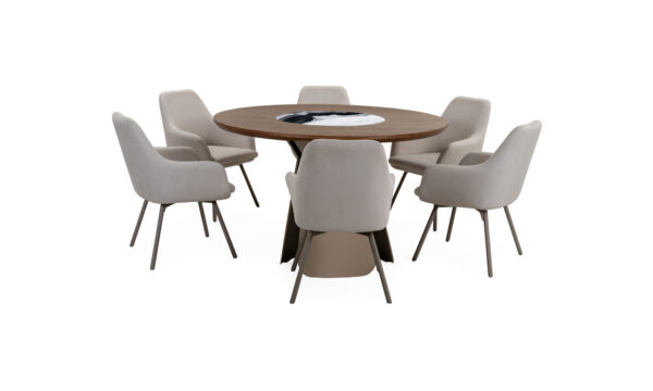 Mesa Comedor Bilbao Giratorio + 6 Sillas Turin