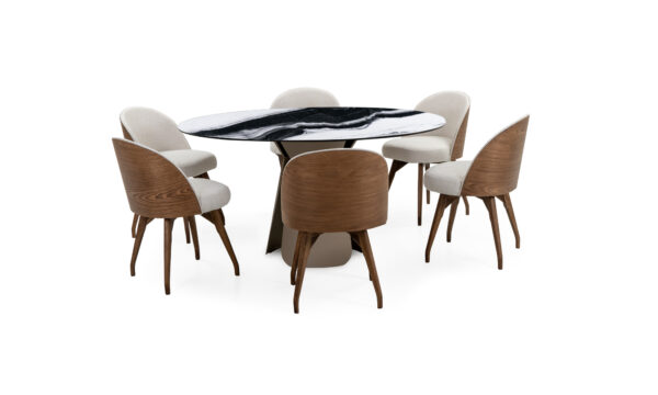 Mesa de comedor Bilbao Sinterizada  + 6  Sillas Eros Tap