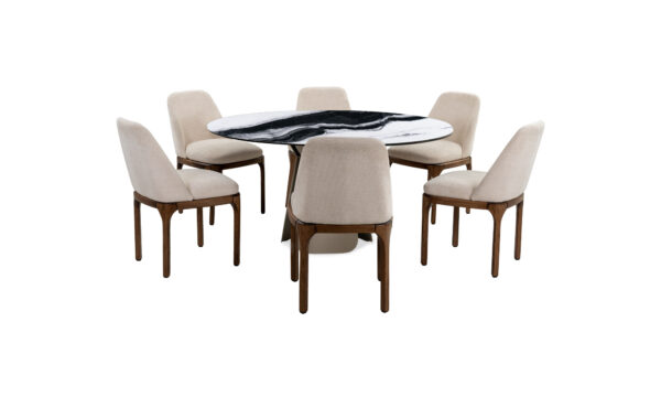 Mesa de comedor Bilbao Sinterizada  + 6  Sillas Lisboa