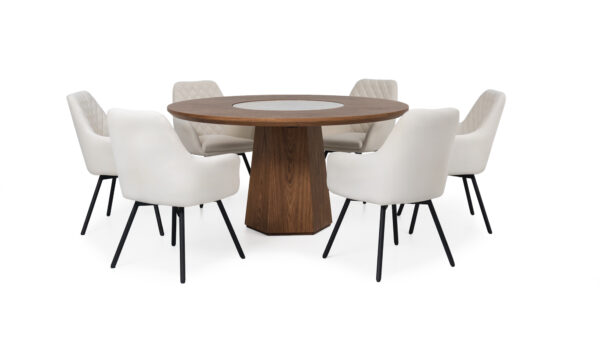 Mesa comedor Milano Plato Giratorio + 6  Sillas Odense