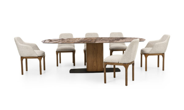 Mesa De Comedor Niza Sinterizada + 8 Sillas Lisboa