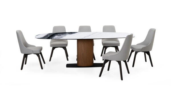 Mesa De Comedor Niza Sinterizada + 8 Sillas Vela