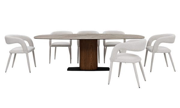 Mesa Comedor Niza Sinterizada + 8 Sillas Livana Imp