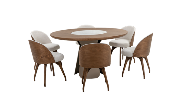 Mesa Comedor Bilbao Giratorio + 6 Sillas Eros Tap