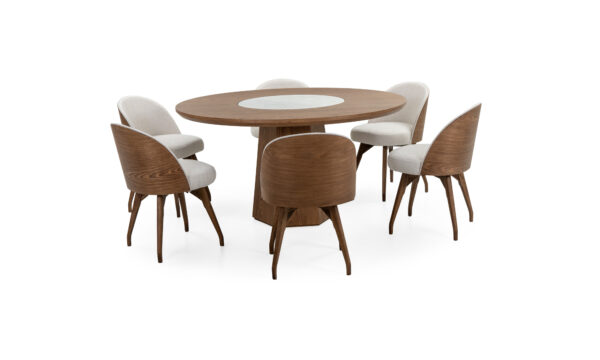 Mesa comedor Milano Plato Giratorio + 6 Sillas Eros Tap