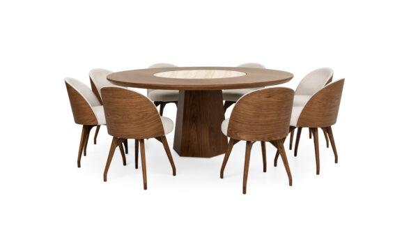 Mesa Comedor Milano Plato Giratorio Sinterizado + 8 Sillas Eros Tap
