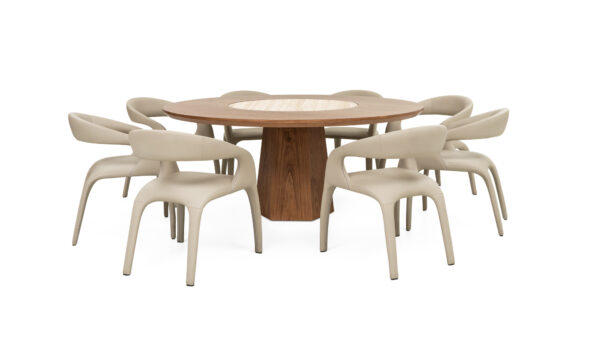 Mesa Comedor Milano Plato Giratorio Sinterizado + 8 Sillas Mara Imp