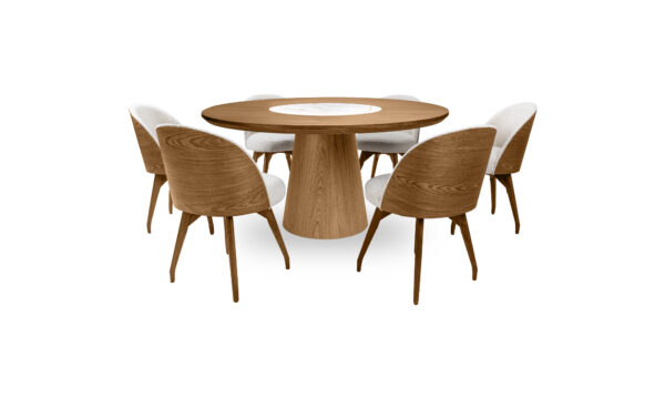 Mesa De Comedor New Milano Giratorio + 6 Sillas Eros Tap