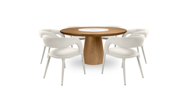 Mesa De Comedor New Milano Giratorio + 6 Sillas Livana