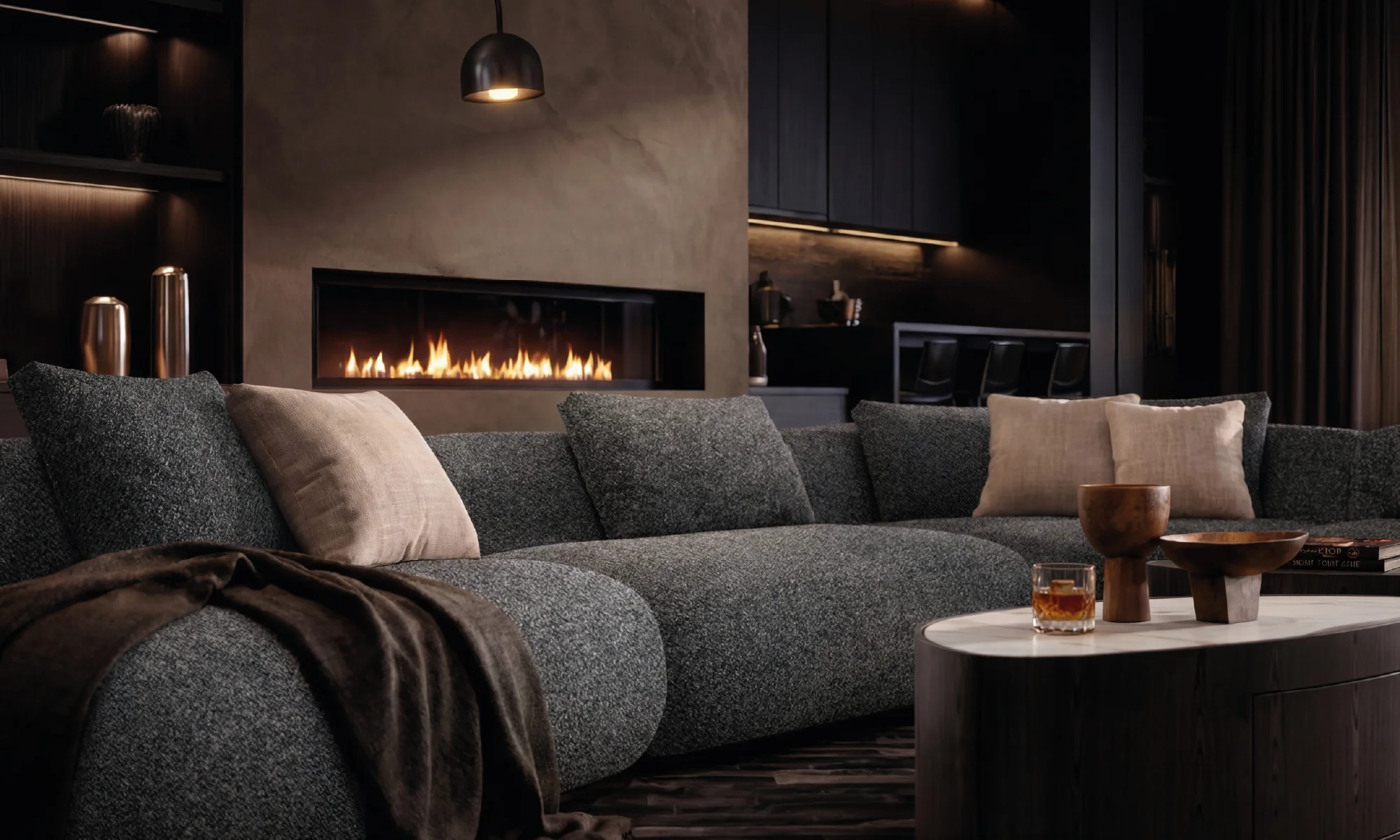 Sala en L modular Amarai + Poltrona en ambiente