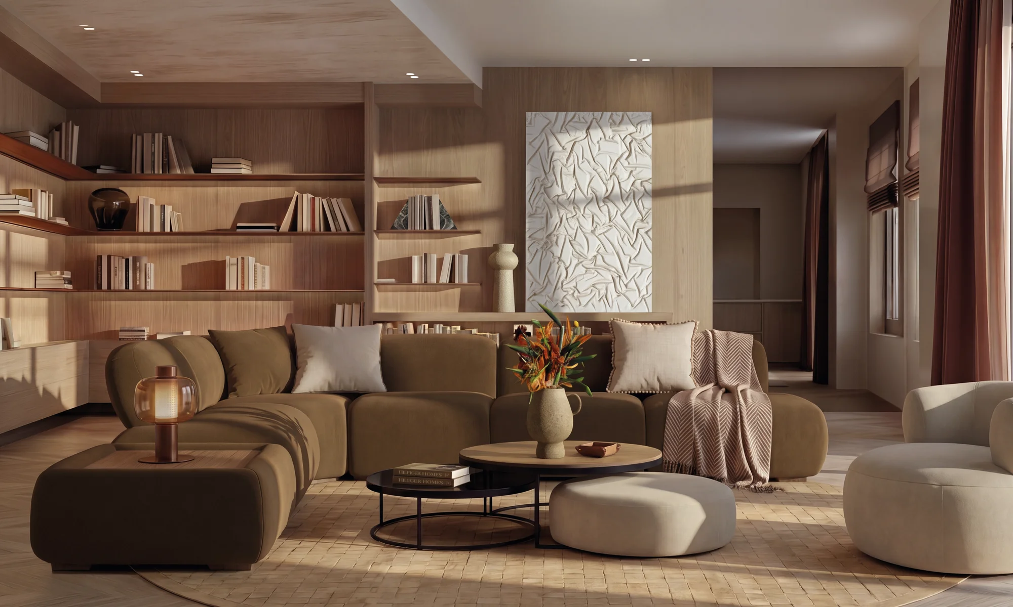 Sala En L Modular Emma 5 Módulos + Puf Mad en ambiente