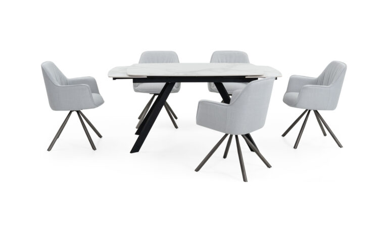Comedor de Extensión Aston Sinterizado +6 Sillas Sendai