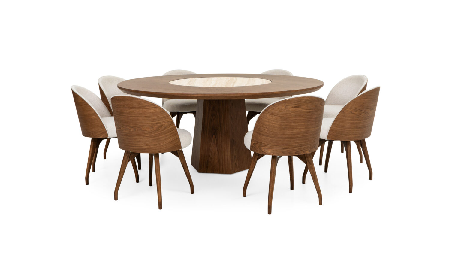 Mesa Comedor Milano Plato Giratorio Sinterizado + 8 Sillas Eros Tap
