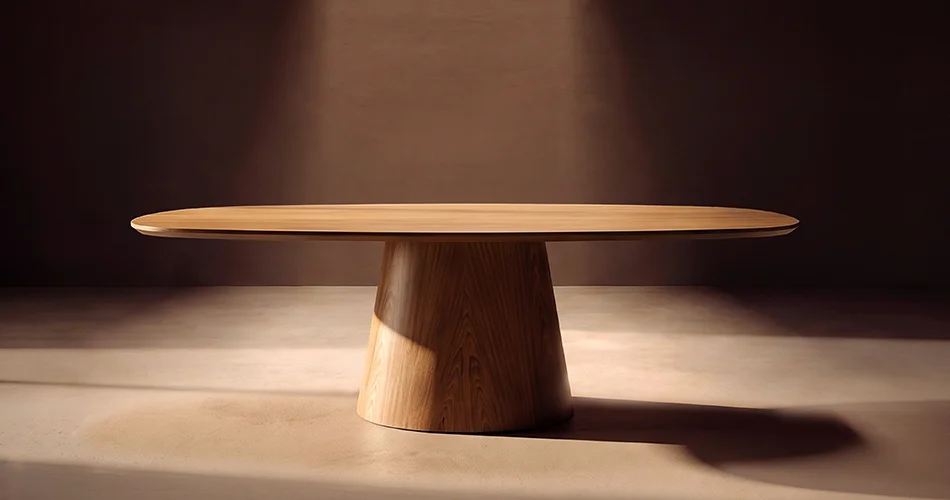 Mesa de comedor ovalada de madera