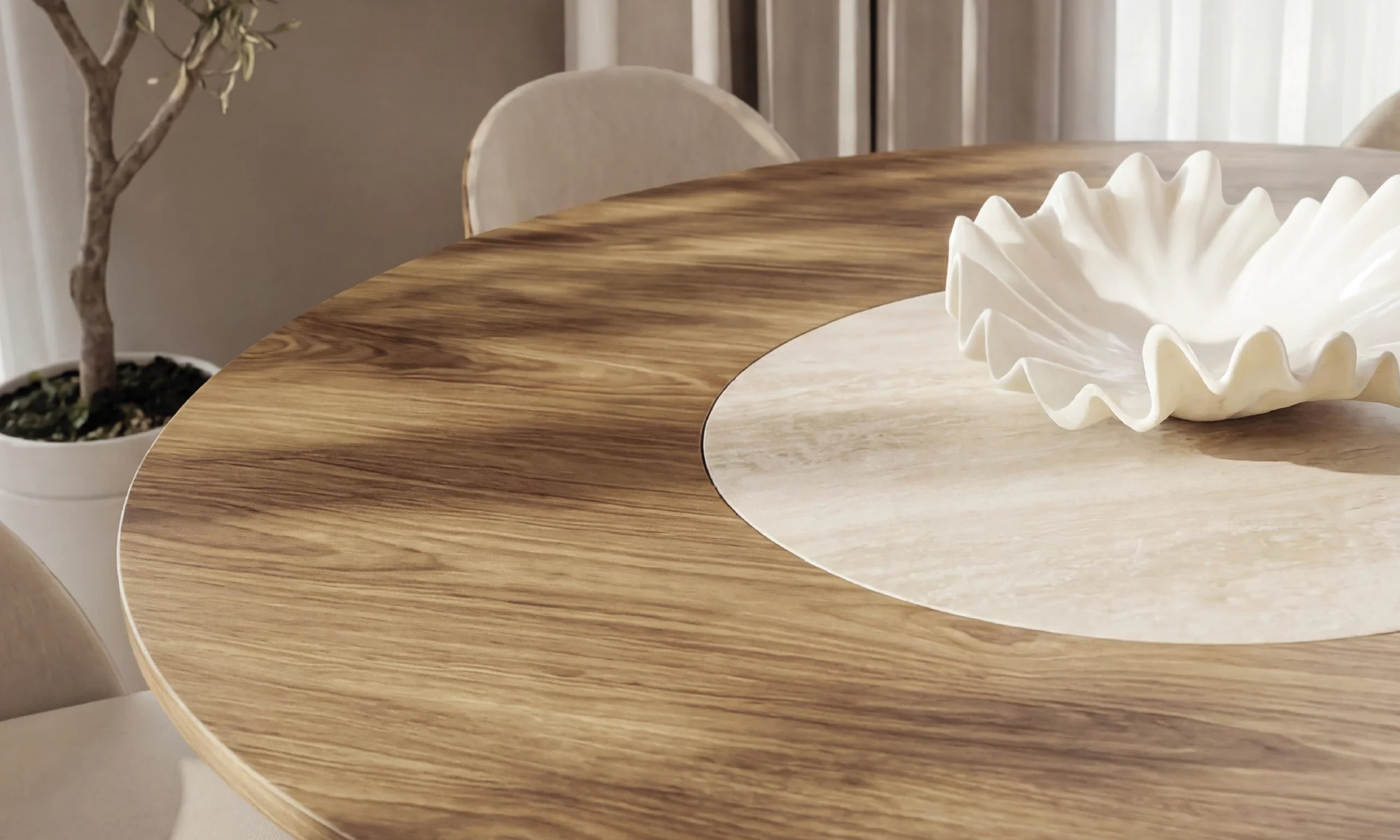 Mesa Comedor Milano Plato Giratorio Sinterizado 8 Puestos en ambiente