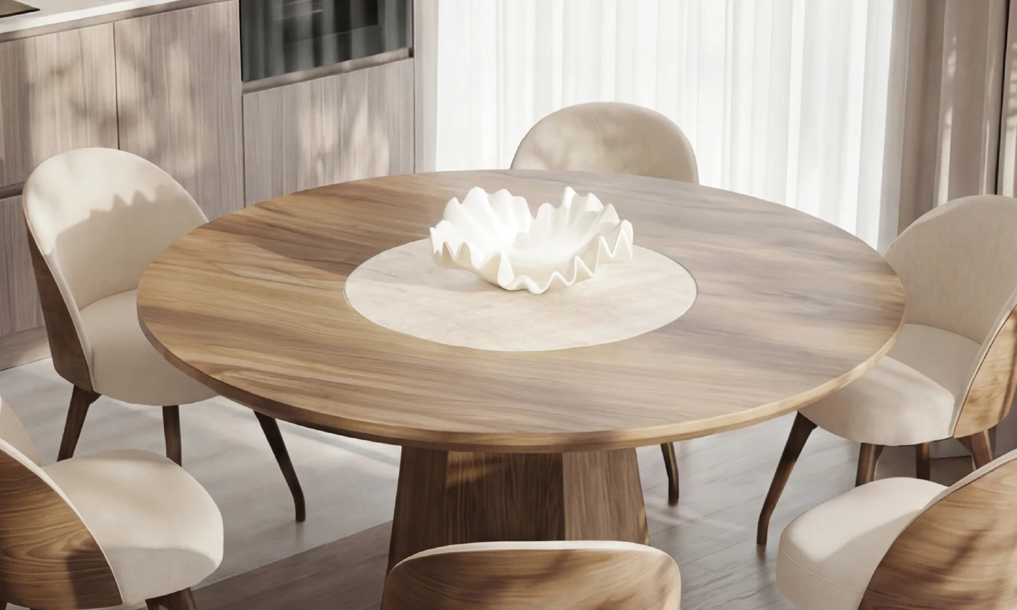Mesa Comedor Milano Plato Giratorio Sinterizado 8 Puestos en ambiente
