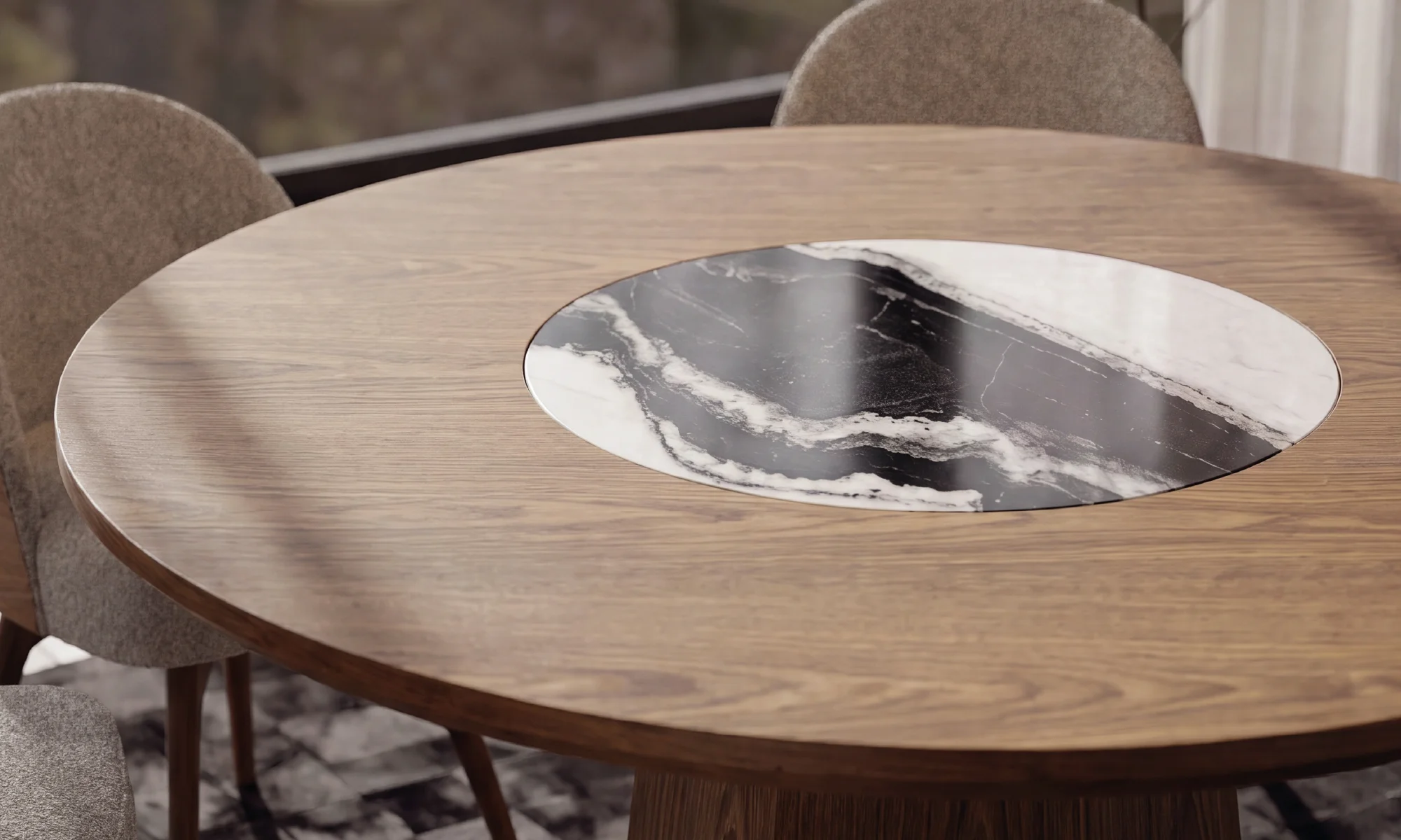 Mesa Comedor Milano Plato Giratorio Sinterizado 8 Puestos en ambiente