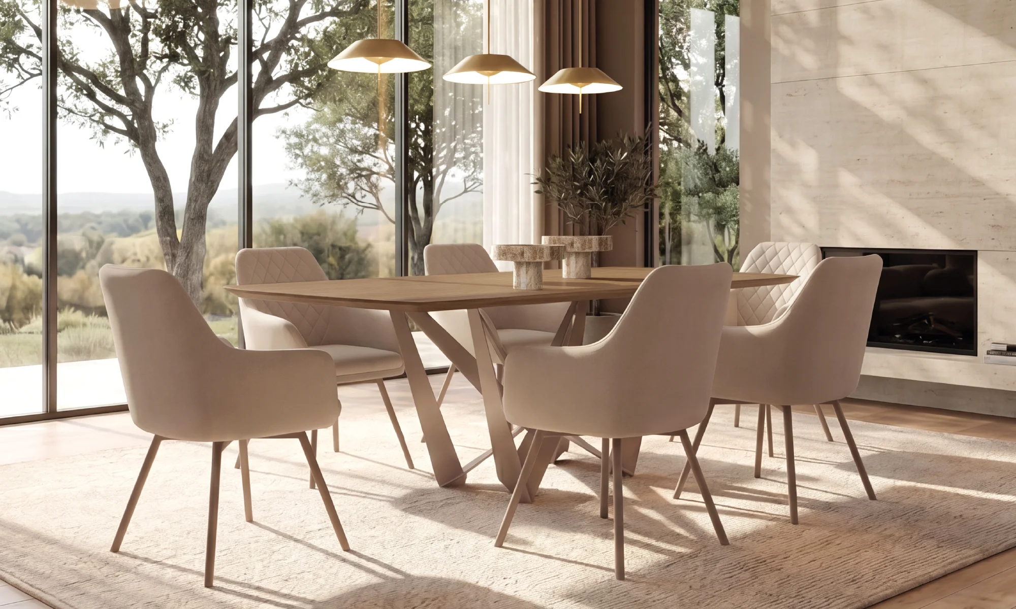 Mesa Comedor Versalles + 6 Sillas Odense P/M en ambiente