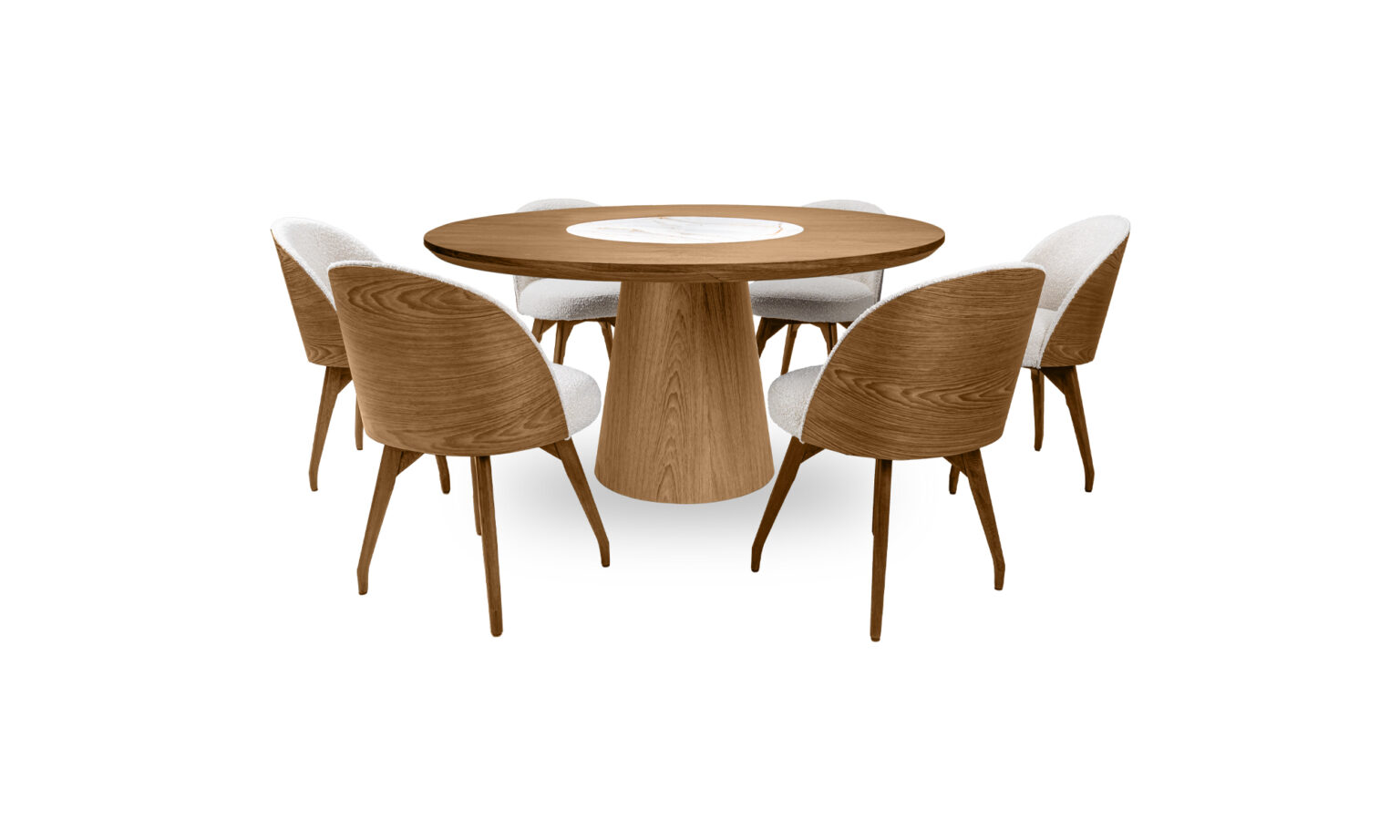 Mesa De Comedor New Milano Giratorio + 6 Sillas Eros Tap