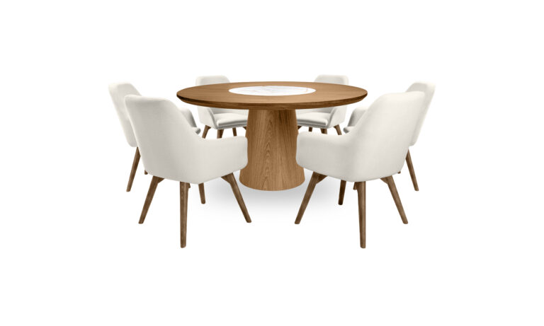 Mesa De Comedor New Milano Giratorio + 6 Sillas Turin
