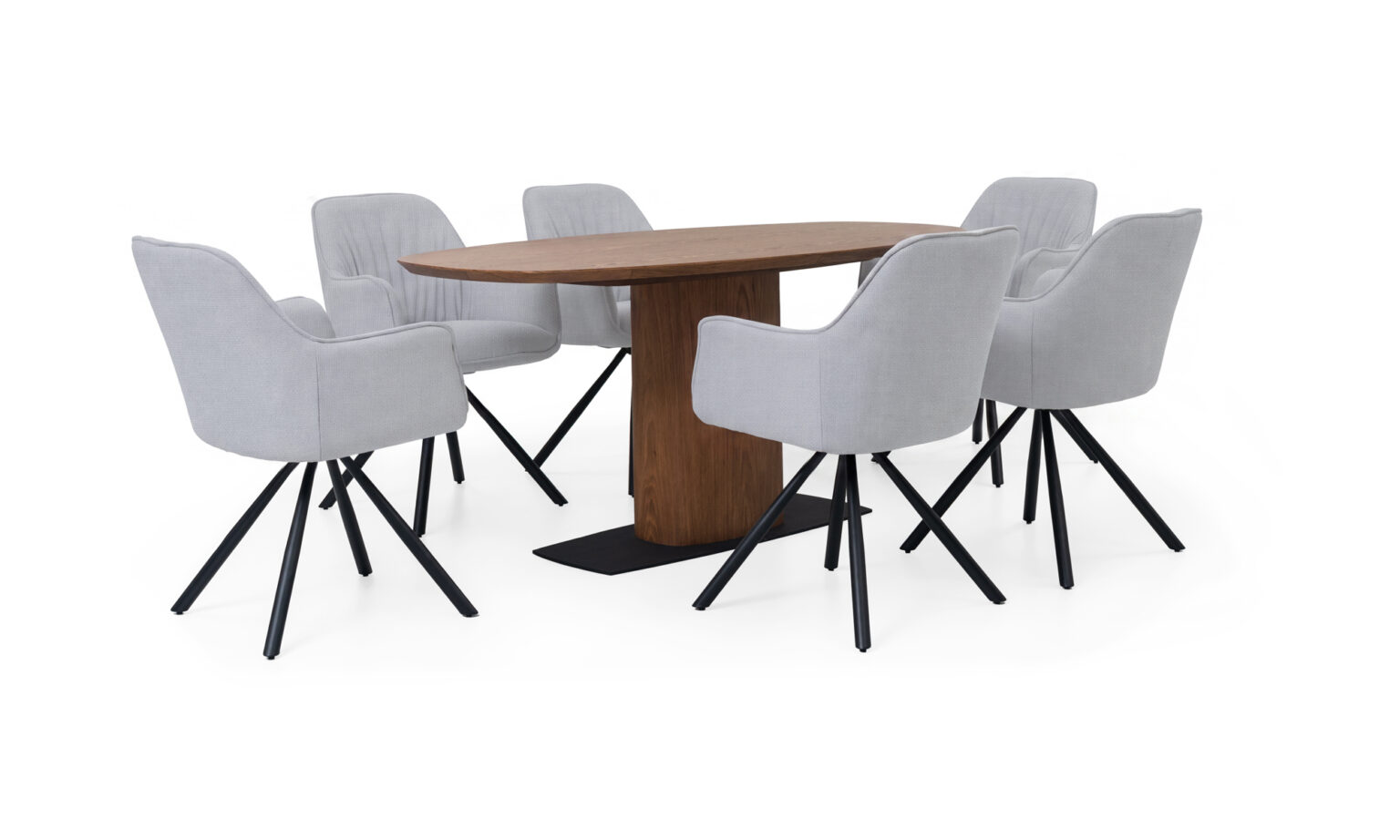 Mesa Comedor Niza + 6 Sillas Sendai Giratoria Imp