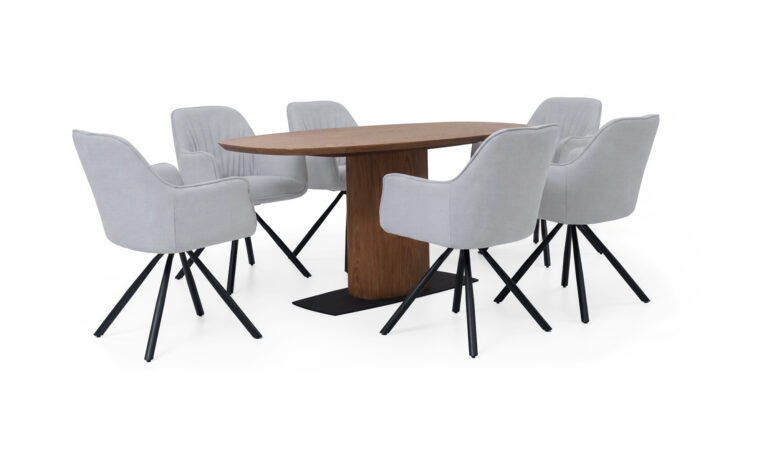 Mesa Comedor Niza + 6 Sillas Sendai Giratoria Imp