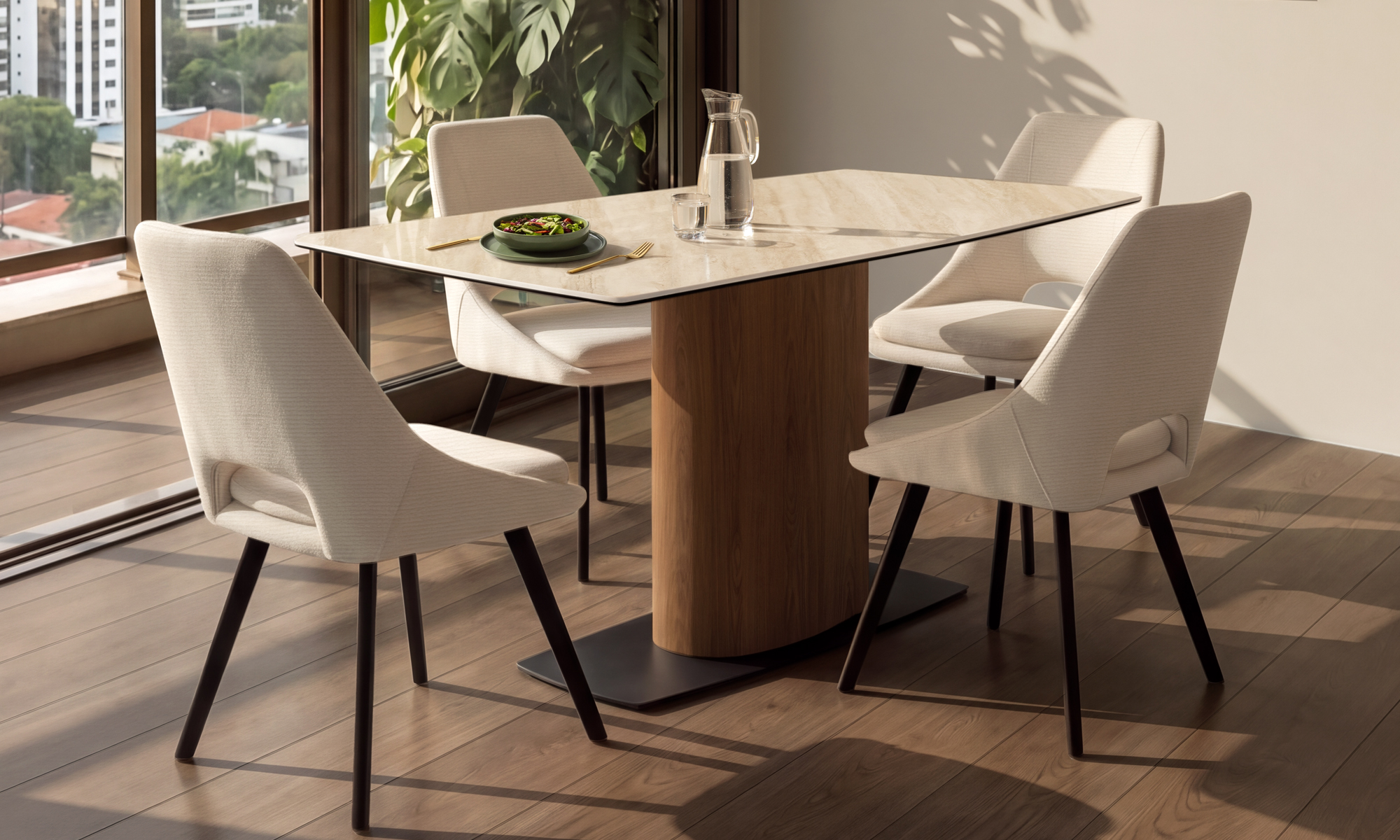 Silla Comedor Praga Taupe Imp en ambiente