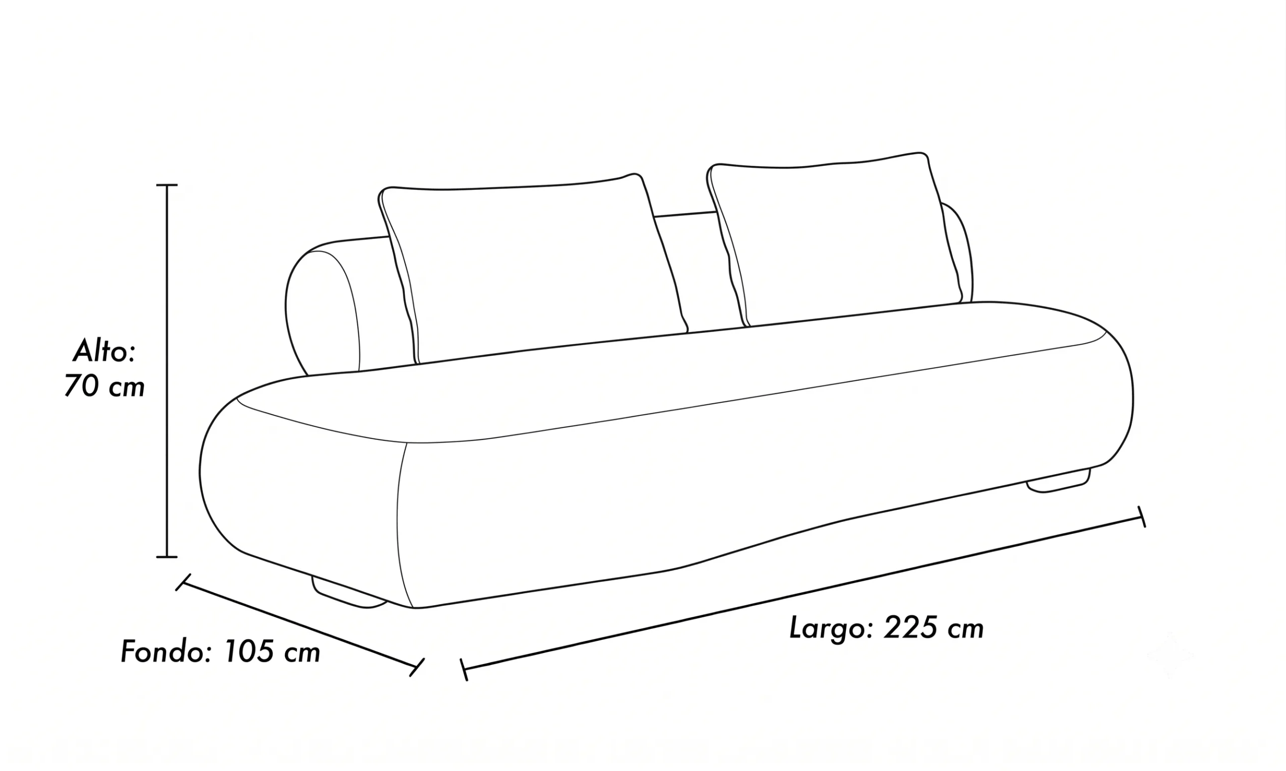 Plano de dimensiones de Sofá New Marsella