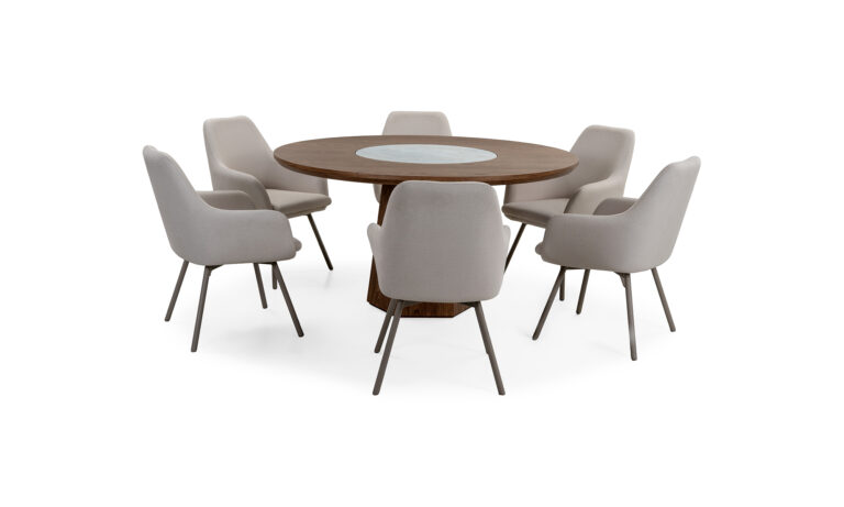 Mesa comedor Milano Plato Giratorio + 6 Sillas Turin