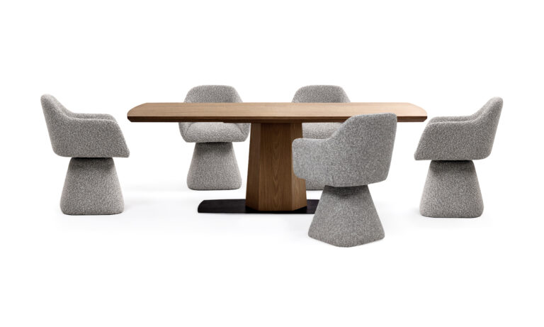 Mesa Comedor Napoles + 6 Sillas Amarai Giratoria